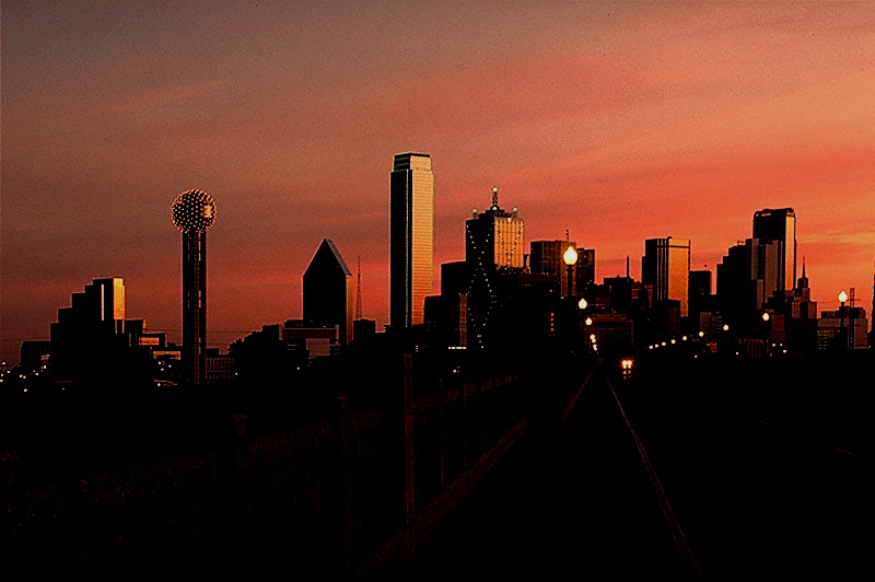 sunset over Downtown Dallas