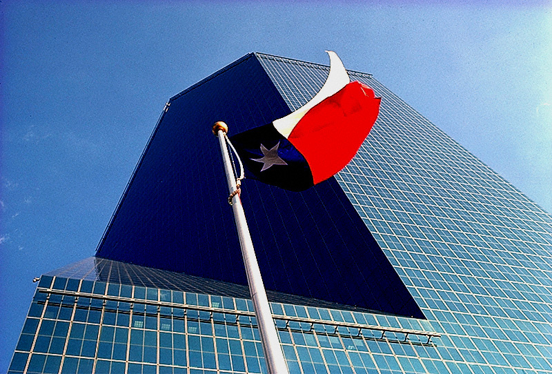 Texas Flag over Fountain Place