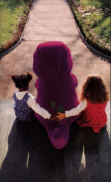 Barney with 2 young girls